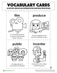 Vocabulary Cards: Differentiating Main Ideas from Details