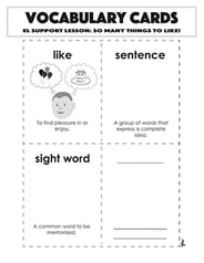 Vocabulary Cards: So Many Things to Like!