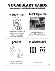 Vocabulary Cards: Inferences and Quotes as Proof