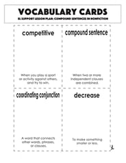 Vocabulary Cards: Compound Sentences in Nonfiction