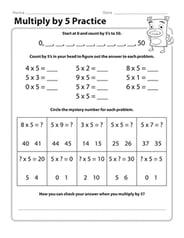 Multiply by 5 Practice