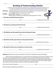 Browse Printable 5th Grade Simile Worksheets | Education.com
