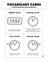 Vocabulary Cards: Clock Concentration