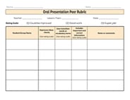 Oral Presentation Peer Rubric