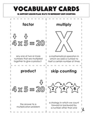 Vocabulary Cards: Ways to Represent Skip Counting