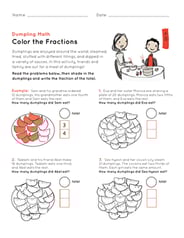 Dumpling Math: Color the Fractions