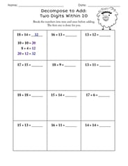 Decompose to Add: Two Digits Within 20