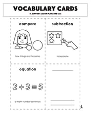Vocabulary Cards: One Less
