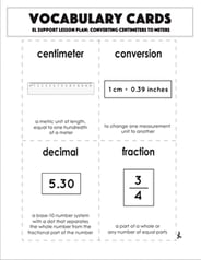 Vocabulary Cards: Converting Centimeters to Meters