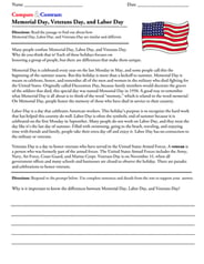 Compare and Contrast: Memorial Day, Labor Day, and Veterans Day