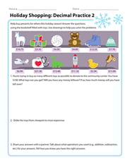Holiday Shopping: Decimal Practice 2