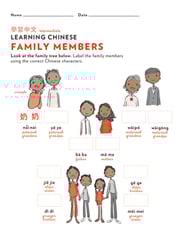 Learn Chinese: Label the Family Tree