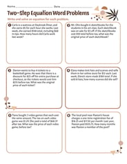 Multi Step Equation Word Problems Worksheet Multi Step Equation Word