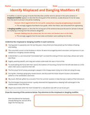 Misplaced And Dangling Modifiers Worksheet Modifiers Adjectives. 7th