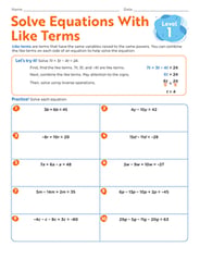 Combine Like Terms Equations Worksheet Colorful Solving Multi Step