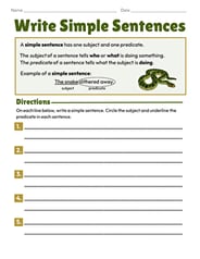 Complex Sentence Worksheets 3rd Grade
