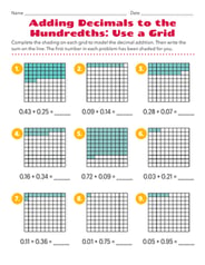 Adding Decimals Worksheet 4th Grade Fourth Grade Math Worksheets