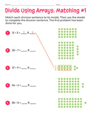 Using Array Division 3rd Grade Divide Using Arrays Worksheets