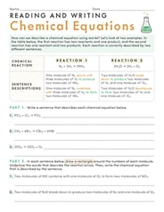 Chemical Reactions Worksheets Middle School