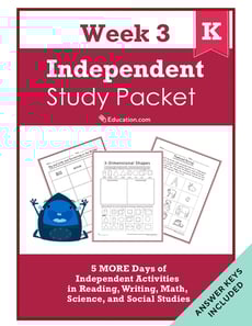Kindergarten Independent Study Packet - Week 3