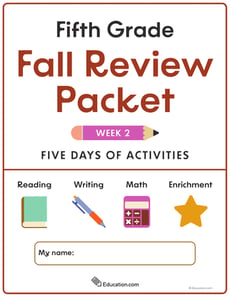 Fifth Grade Fall Review Packet - Week 2