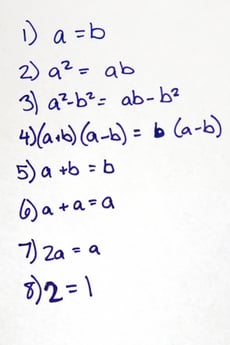 Algebra Sleuth: Proof that 1 = 2?