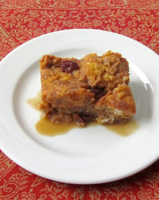 Bake Pumpkin Bread Pudding with Caramel Sauce