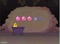 Bottom Row Typing: V-M-C-Comma with Gem Miner