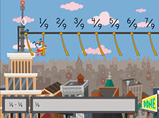 City Fraction Subtraction with Like Denominators