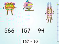 Ski Racer: Three-Digit Subtraction and Finding 10 Less