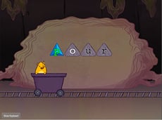 Top Row Typing: R-U-E-I-W-O-Q-P with Gem Miner