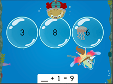 Treasure Diving: Addition Missing Addends Within 10 (Game 1)