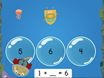 Treasure Diving: Addition Missing Addends Within 10 (Game 2)