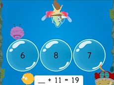 Treasure Diving: Addition Missing Addends Within 20 (Game 1)