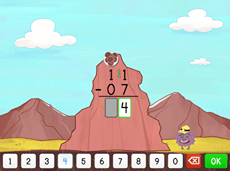 Two-Digit Subtraction with Borrowing Mountain Game