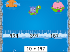 Water Rafting: Finding 10 Less Three-Digit Subtraction