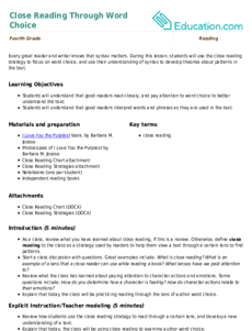 Close Reading Through Word Choice