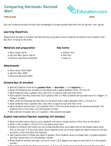 Comparing Decimals: Decimal War!
