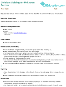 Division: Solving for Unknown Factors