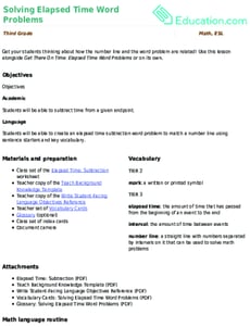 Solving Elapsed Time Word Problems