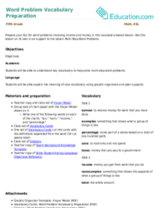 Word Problem Vocabulary Preparation