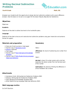 Writing Decimal Subtraction Problems