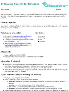 Evaluating Sources for Research