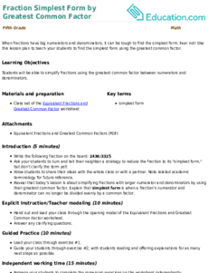 Fraction Simplest Form by Greatest Common Factor