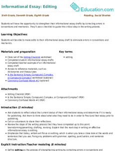 Informational Essay: Editing