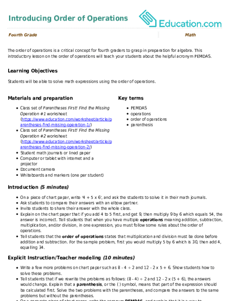 Introducing Order of Operations
