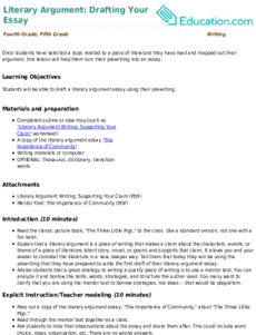 Literary Argument: Drafting Your Essay