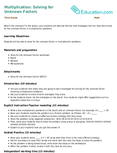Multiplication: Solving for Unknown Factors
