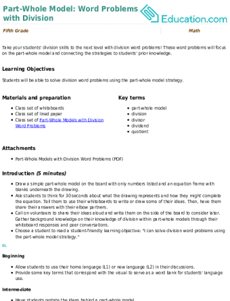 Part-Whole Model: Word Problems with Division