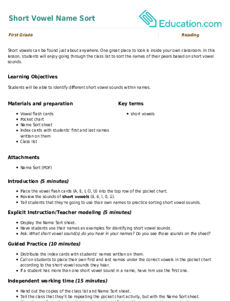 Short Vowel Name Sort